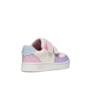 Geox Pantofi sport fete Eclyper Girl Optic White Lt Lilac încălțăminte copii bigstep