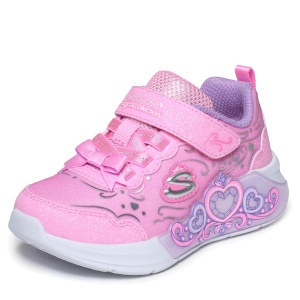 Pantofi sport fete Skechers Lil Princess Steps Roz - vedere laterală detaliată - 303733NC/PNK