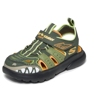 Sandale băieți cu luminițe Skechers Razor Splash-Raptor Quest Oliv — vedere laterală detaliată