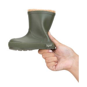 Cizme cauciuc Igor îmblănite barefoot băieți Yogi Borreguito Kaki - Img 3
