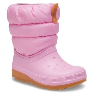 Cizme de zapada impermeabile imblanite fete Crocs Neo Puff Boot Pink Tweed incaltaminte copii bigstep