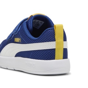 Pantofi sport baieti Courtflex V3 Mesh PS Clyde Royal PUMA White, culoare albastru, inchidere dubla cu scai, talpa alba