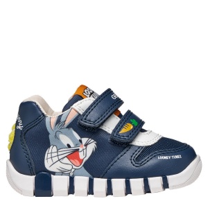 Pantofi sport băieți Geox Iupidoo Looney Tunes Boy Lt Navy