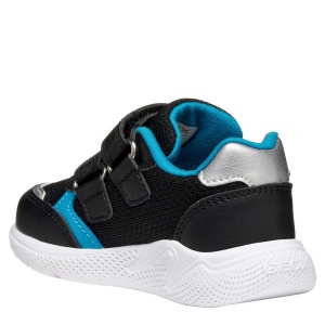 Pantofi sport băieți Geox Sprintye Boy Black Sky — vedere din spate