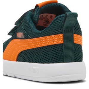 Pantofi sport băieți Puma Courtflex V3 Mesh Inf Green Terrain Orange — detaliu călcâi