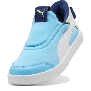 Pantofi sport băieți Puma Courtflex v3 Sliptech PS Blue-White — vedere în perspectivă