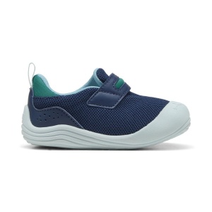 Pantofi sport pentru baieti Puma Kitten Mesh V Inf Persian Blue Aqua, exterior culoare bleumarin cu accente turcoaz, interior culoare bleu,  cu închidere velcro și talpă albă EVA, ideali pentru copii mici.