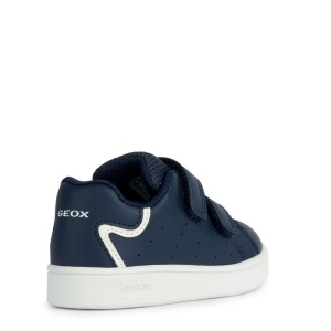 Pantofi sport Geox pentru baieti, nuanță bluemarin, două benzi velcro pentru închidere, perforații laterale pentru respirabilitate, talpă albă flexibilăsi interior din material textil.