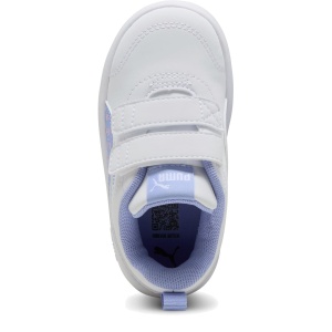 Pantofi sport fete Courtflex V3 Dotty V Inf PUMA White Lavender-Pink — vedere de sus și talpa