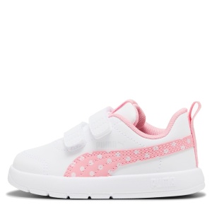 Pantofi sport fete Courtflex V3 Dotty V Inf PUMA White Pink — vedere laterală