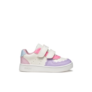 Geox Pantofi sport fete Eclyper Girl Optic White Lt Lilac încălțăminte copii bigstep