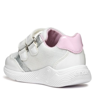 Pantofi sport fete Geox Sprintye Girl White Silver — vedere din spate
