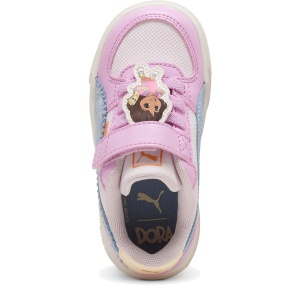 Pantofi sport fete Puma Caven III DORA AC+ Inf Mauve Glow-Chambray Blue-Powder Pink - vedere de sus și talpa - 407725/01