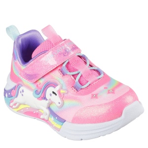 Pantofi sport fete Skechers S-Lights Unicorn Chaser Pink Multi mărimi 21-26 — vedere în perspectivă