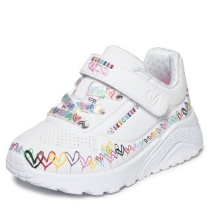 Pantofi sport fete Skechers Uno Lite Heart Craze White Multi mărimi 22-26 — vedere laterală detaliată