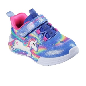 Pantof sport Skechers Unicorn Dreams pentru fete, albastru cu unicorn 3D, curcubeu si lumini LED