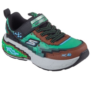 Pantofi sport baieti Skechers Mega Craft 4K Brown Green L, talpa anti alunecare din cauciuc, captuseala din material textil, exterior din material sintetic, inchidere reglabila cu scai, protectie varf