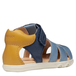 Sandale băieți Geox Sandal Steppieup Navy Ochreyellow — vedere din față