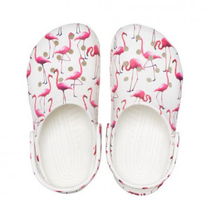 Sandale plaja fete Classic Crocs Pool Party Clog T White