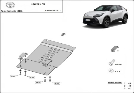 Scut antifurt din aluminiu pentru catalizator Toyota C-HR 2023 - 2026 - Img 3