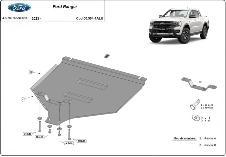 Scut cutie de viteză din aluminiu Ford Ranger 2023 - 2026 - Img 3