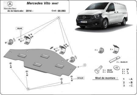 Scut metalic pentru sistemul Stop&amp;amp;Go Mercedes Vito W447, 4x2, 1.6 D 2014 - 2026 - Img 3