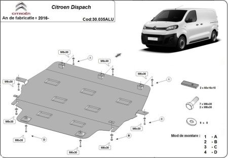 Scut motor din aluminiu Citroen Dispach 2016 - 2026 - Img 3