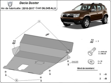 Scut motor din aluminiu Dacia Duster 2010 - 2017 - Img 3