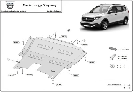 Scut motor din aluminiu Dacia Lodgy Stepway 2014 - 2020 - Img 3