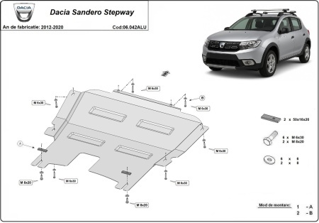 Scut motor din aluminiu Dacia SanderoStepway 2012 - 2020 - Img 3