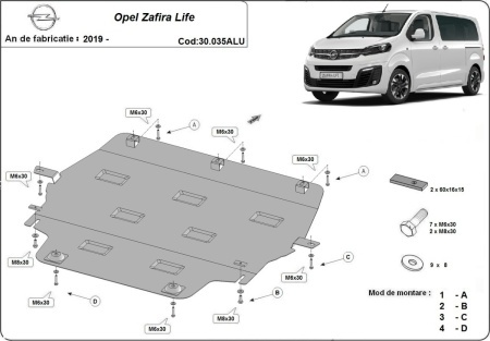 Scut motor din aluminiu Opel Zafira Life 2019 - 2026 - Img 3