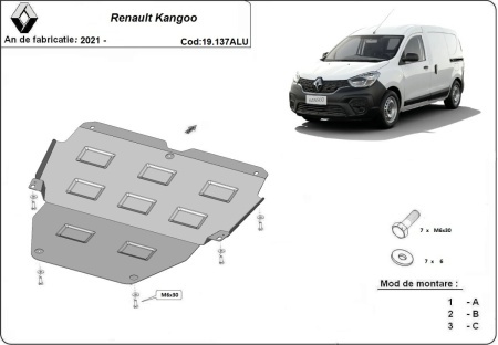 Scut motor din aluminiu Renault Kangoo 2021 - 2026 - Img 3