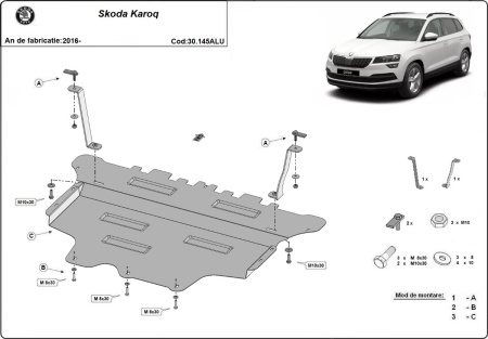 Scut motor din aluminiu Skoda Karoq 2016 - 2026 - Img 3