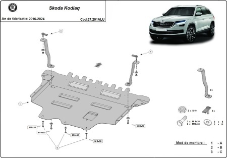 Scut motor din aluminiu Skoda Kodiaq 2016 - 2024 - Img 3