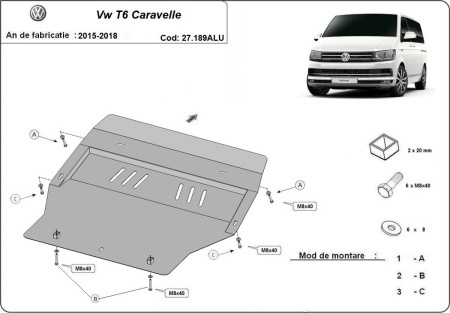 Scut motor din aluminiu Volkswagen Transporter T6 Caravelle 2015 - 2018 - Img 3