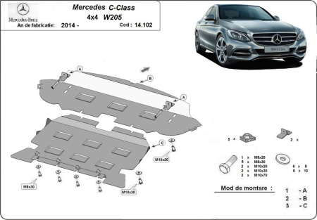 Scut motor Mercedes C-Class W205 4x4 2014 - 2021 - Img 3
