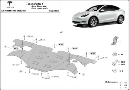 Scut motor spate Tesla Model Y AWD 2020 - 2023 - Img 3