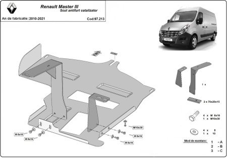 Scut antifurt catalizator pentru Renault Master 2010 - 2021 - Img 3