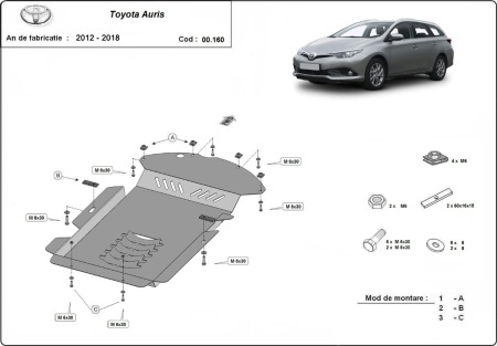 Scut antifurt catalizator pentru Toyota Auris 2012 - 2018 - Img 3
