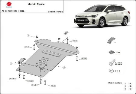 Scut antifurt din aluminiu pentru catalizator Suzuki Swace 2020 - 2026 - Img 3
