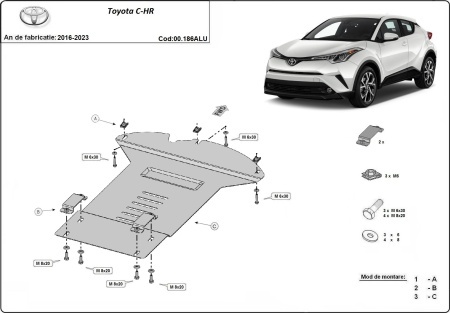 Scut antifurt din aluminiu pentru catalizator Toyota C-HR 2016 - 2023 - Img 3