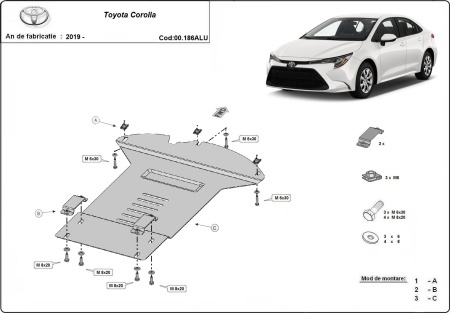 Scut antifurt din aluminiu pentru catalizator Toyota Corolla 2019 - 2026 - Img 3