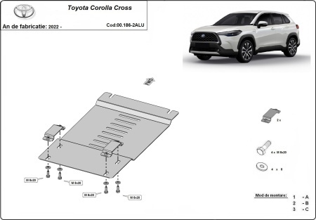 Scut antifurt din aluminiu pentru catalizator Toyota Corolla Cross 2022 - 2026 - Img 3