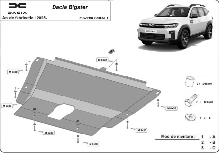 Scut motor din aluminiu Dacia Bigster - 4x4 +4x2 2025 - 2026 - Img 3