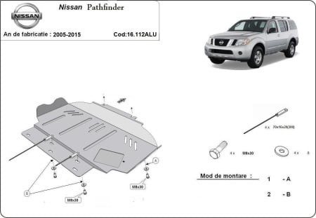 Scut motor din aluminiu Nissan Pathfinder 2005 - 2026 - Img 2