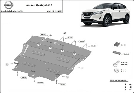 Scut motor din aluminiu Nissan Qashqai J12 2021 - 2026 - Img 3