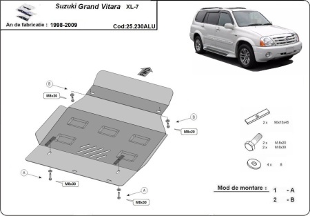 Scut motor din aluminiu Suzuki Grand Vitara XL7 1998 - 2009 - Img 3