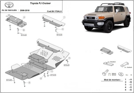 Scut motor din aluminiu Toyota Fj Cruiser 2006 - 2018 - Img 3