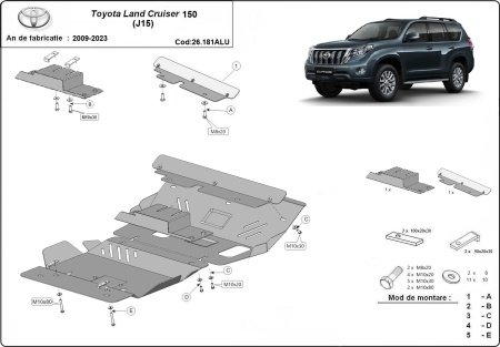 Scut motor din aluminiu Toyota Land Cruiser 150 2009 - 2023 - Img 3