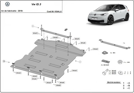 Scut motor din aluminiu Volkswagen ID.3 2019 - 2026 - Img 3